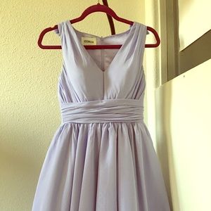 Light lavender A-line Knee-length Chiffon Dress